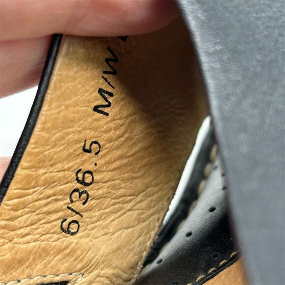 Born Women's Black Leather Wedge Slide Sandals Size 6 Open Toe Comfort Casual - Picture 13 of 14